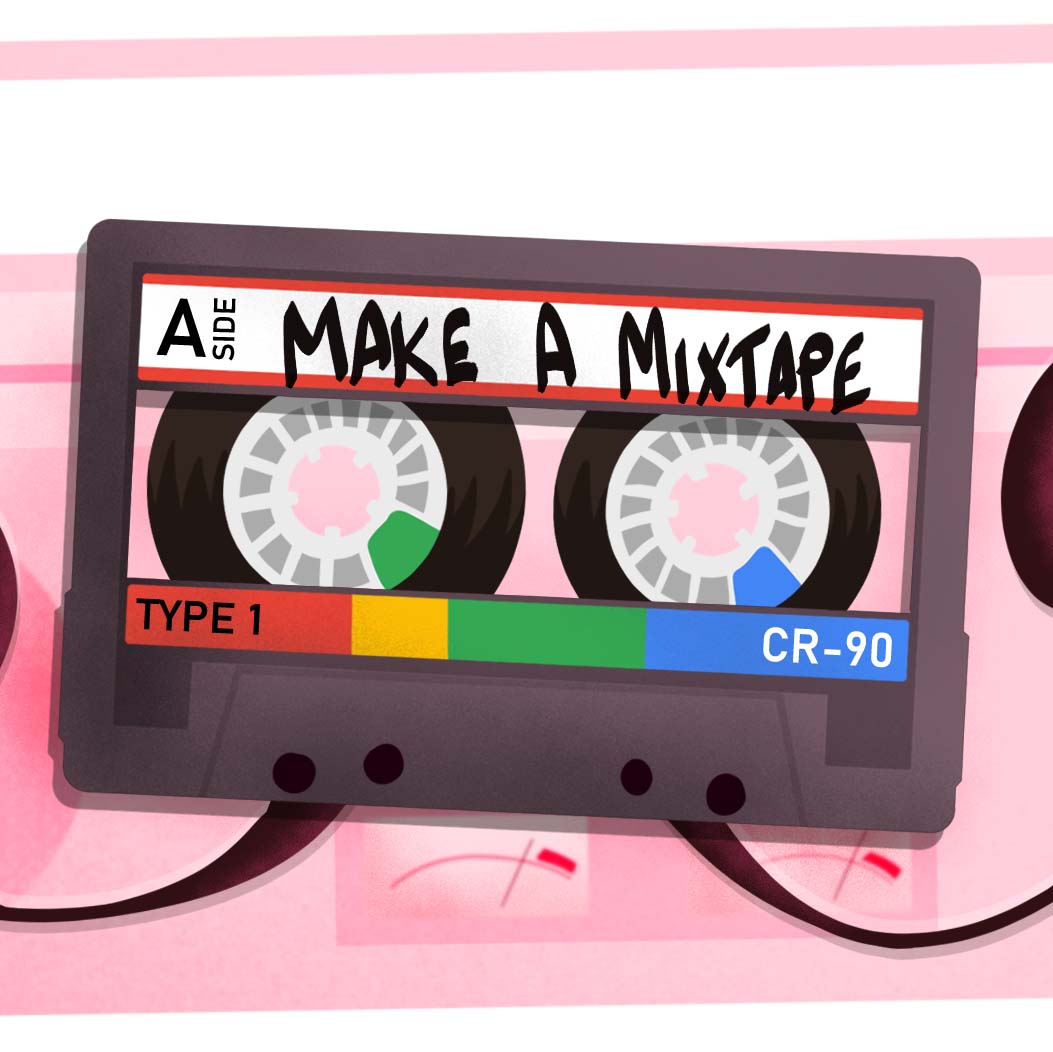 A Google Doodle for Lou Ottens Birthday depicting 'Google' spelled out in analog tape.