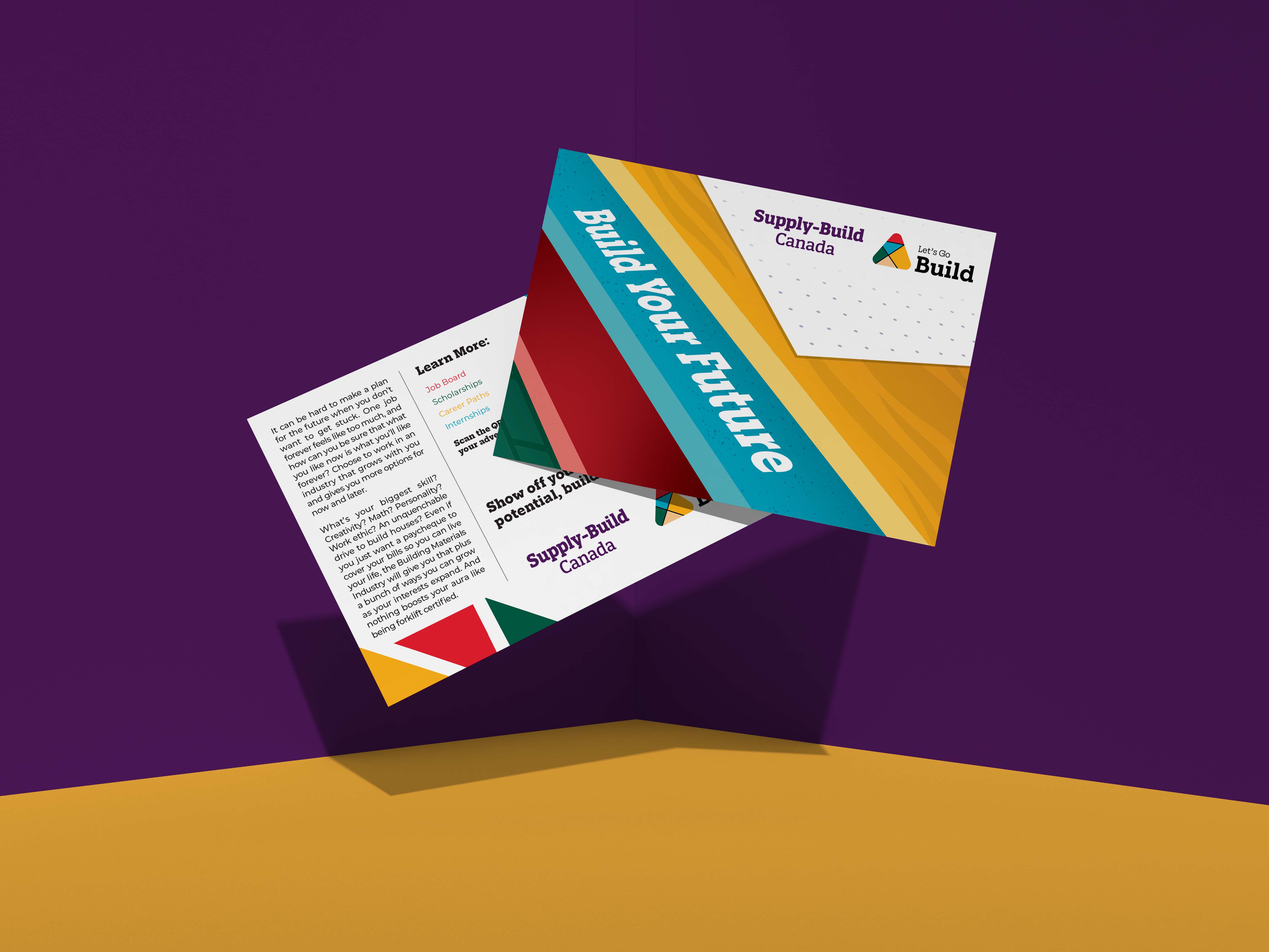 A postcard aimed at high school students for Supply-Build Canada's Let's Go Build Campaign