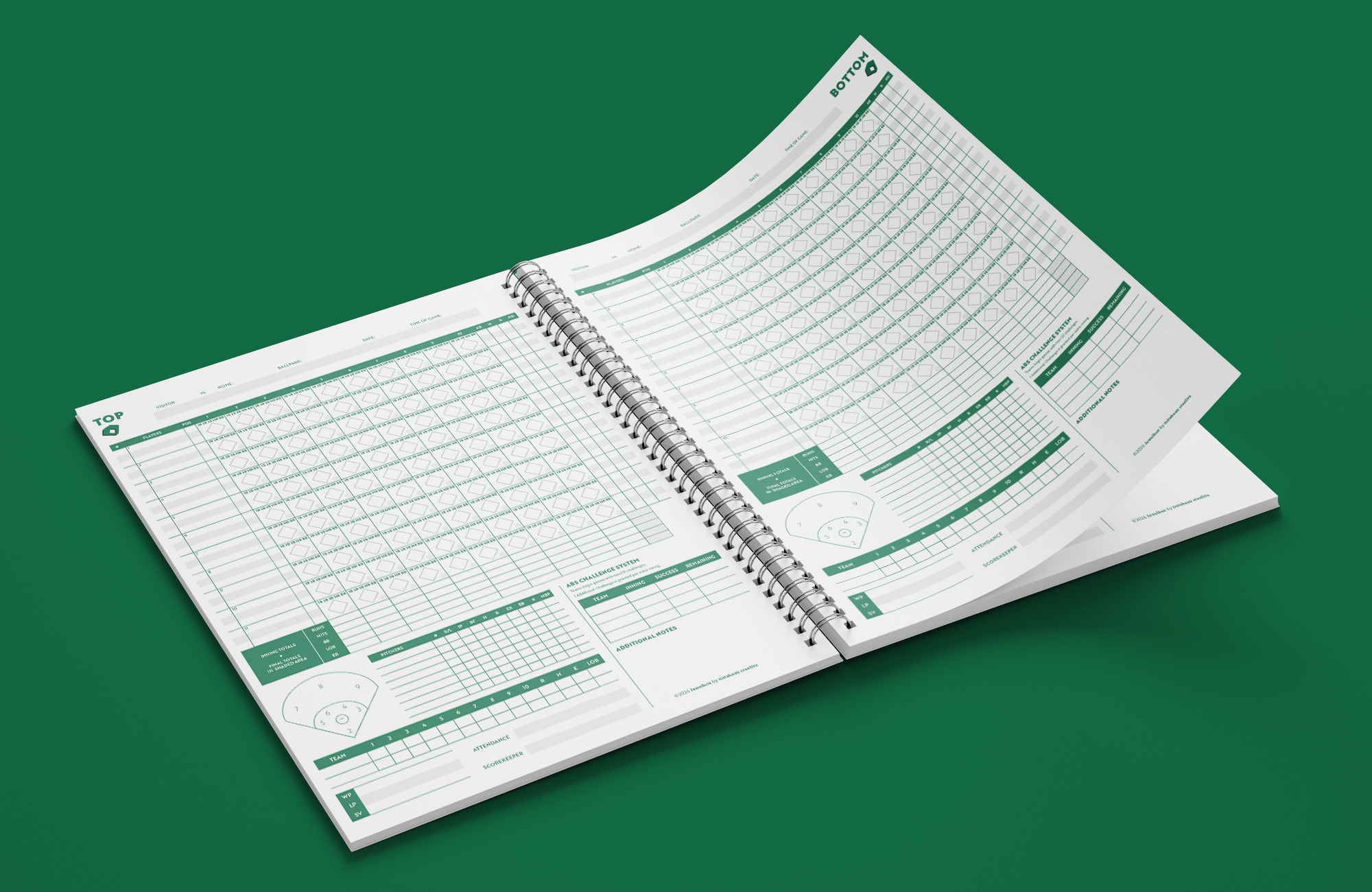 An Open copy of the Jewelbox Scorebook, The Show Minimal Edition